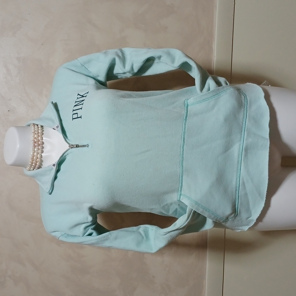 PINK Victoria's Secret Zip Pullover Size Small petite light blue 💙